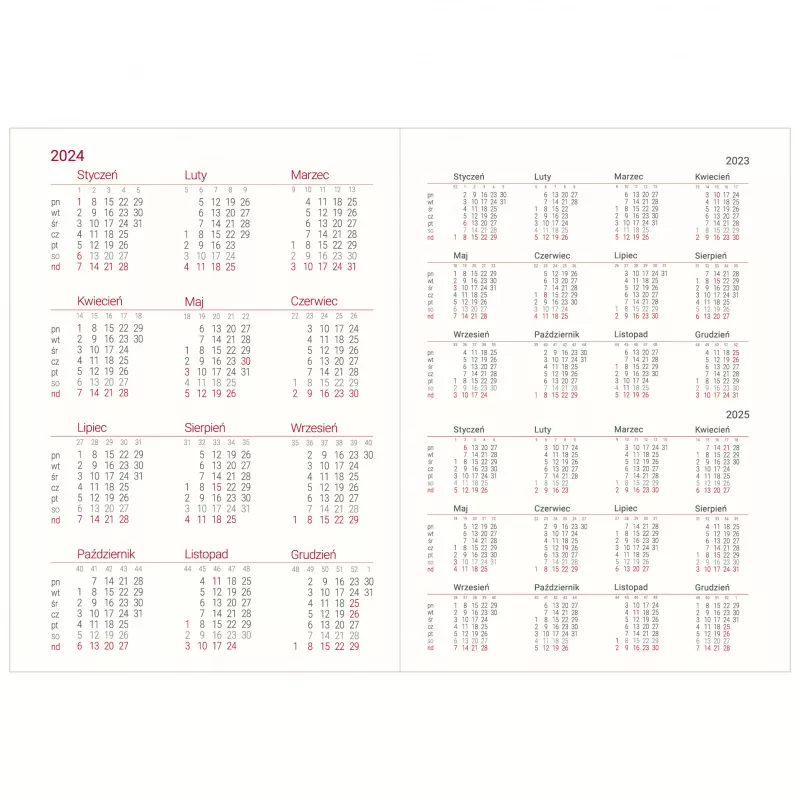 Kalendarz książkowy A5, dzienny, bez registrówi ZIGGO - różne kolory (KK-BCZ-405.D)