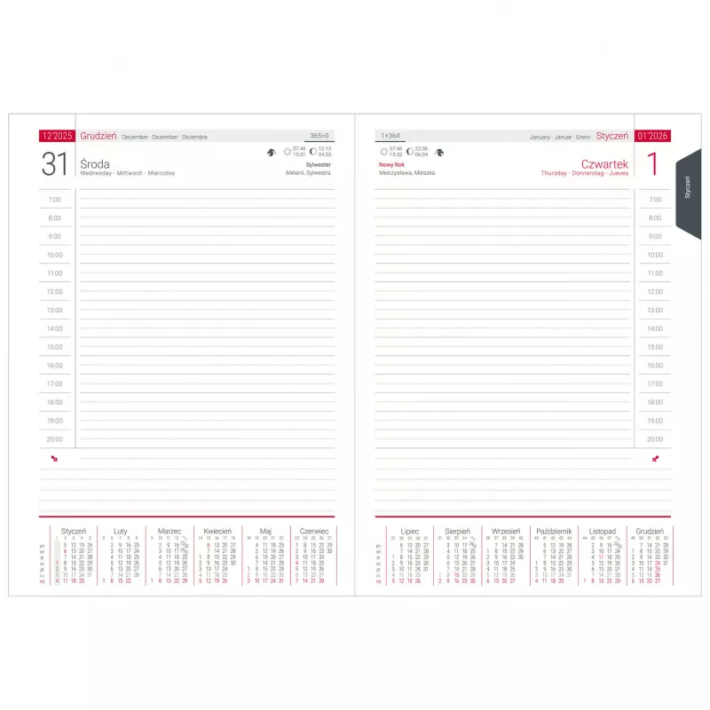 Kalendarz książkowy B5, dzienny, bez registrówi VIVO - różne kolory (KK-BCV-603.D)