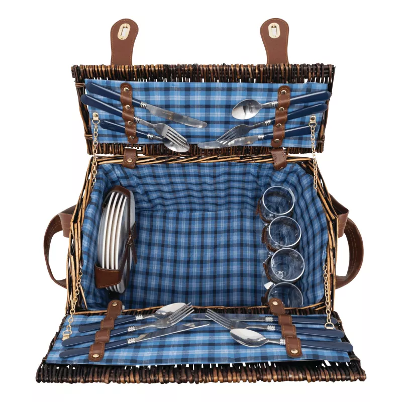 Wiklinowy kosz piknikowy - niebieski (56-0604032)