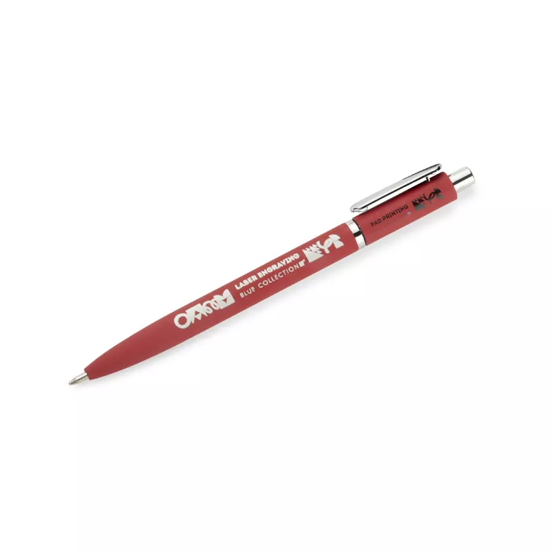 Długopis metalowy z powłoką typu soft touch ELMO - czerwony (19084-04)