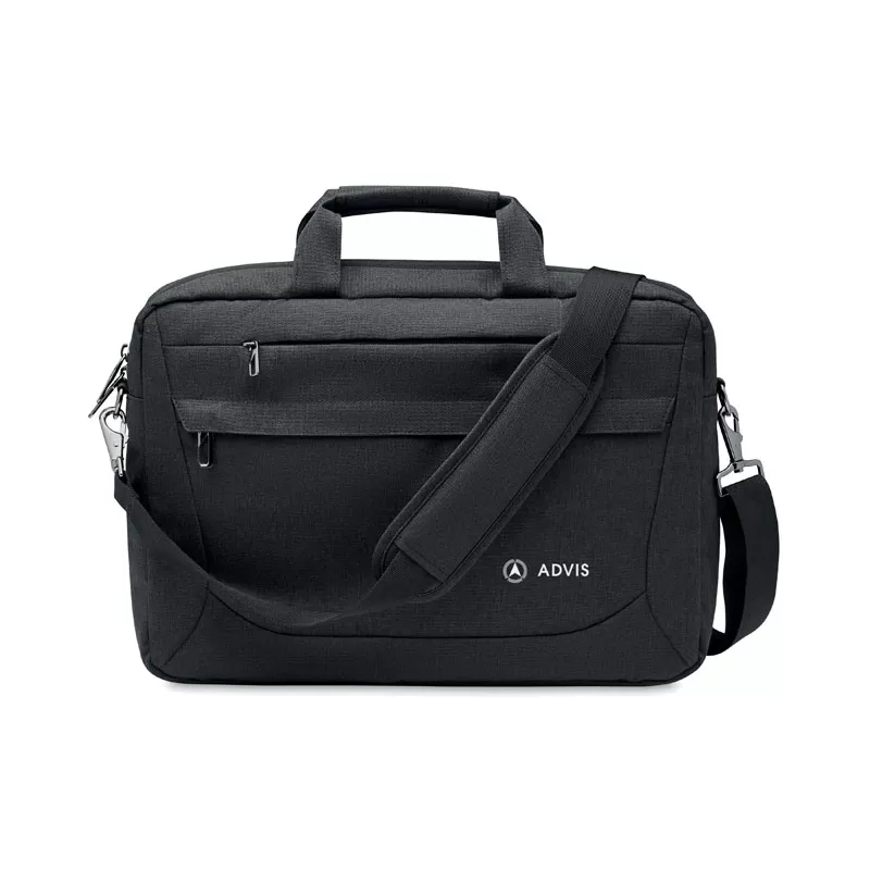 Torba na laptop 15" z szelkami z RPET 600D ROCKY - Czarny (MO2048-03)