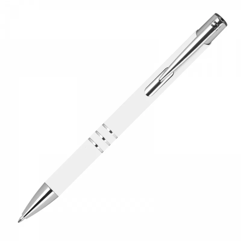 Długopis aluminiowy z recyklingu półżelowy soft touch CONSTANZE - biały (1399106)