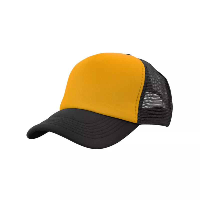 Czapka z daszkiem typu trucker z poliestru 120 g/m² #3803 - Złoto-czarny (HW-3803-GOLD/BLACK)