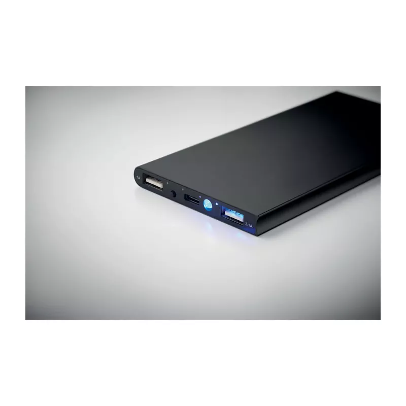 Powerbank 8000 mAh aluminiowy POWERFLAT8C - Czarny (MO2340-03)