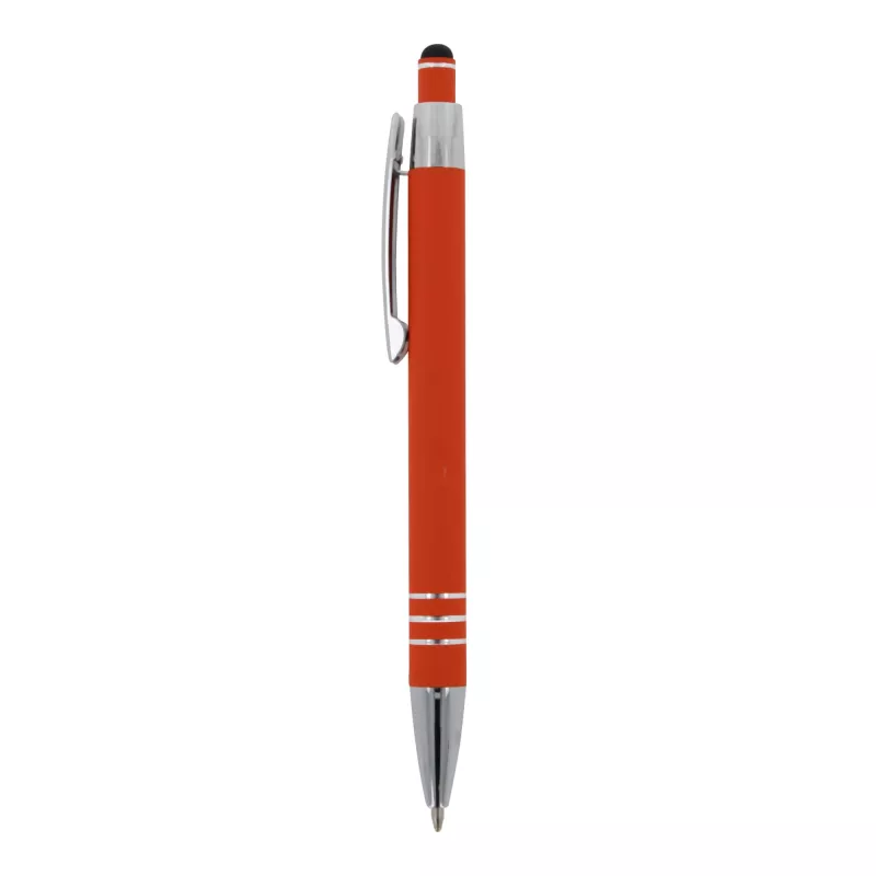 Długopis metalowy gumowany z touch penem Athens - pomarańczowy (LT87781-N0026)