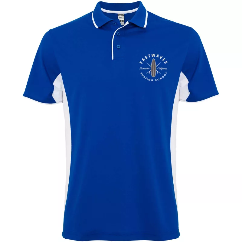 Montmelo koszulka polo unisex z krótkim rękawem - Biały-Błękit królewski (R0421-ROYAL-WHITE)