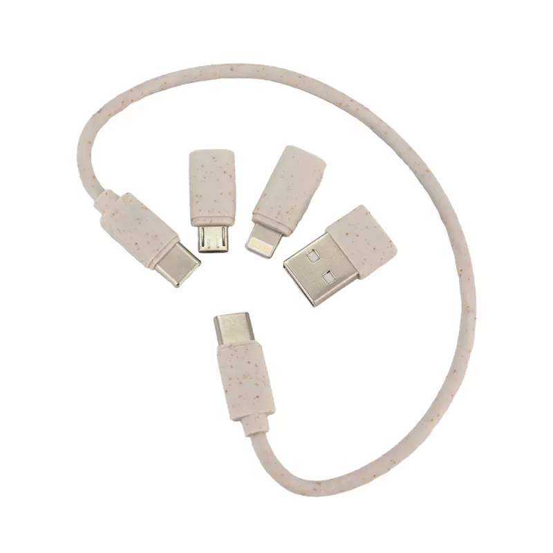 Kabel 4w1 w drewnianej obudowie, LH-ZM01 - beżowy (EG059313)