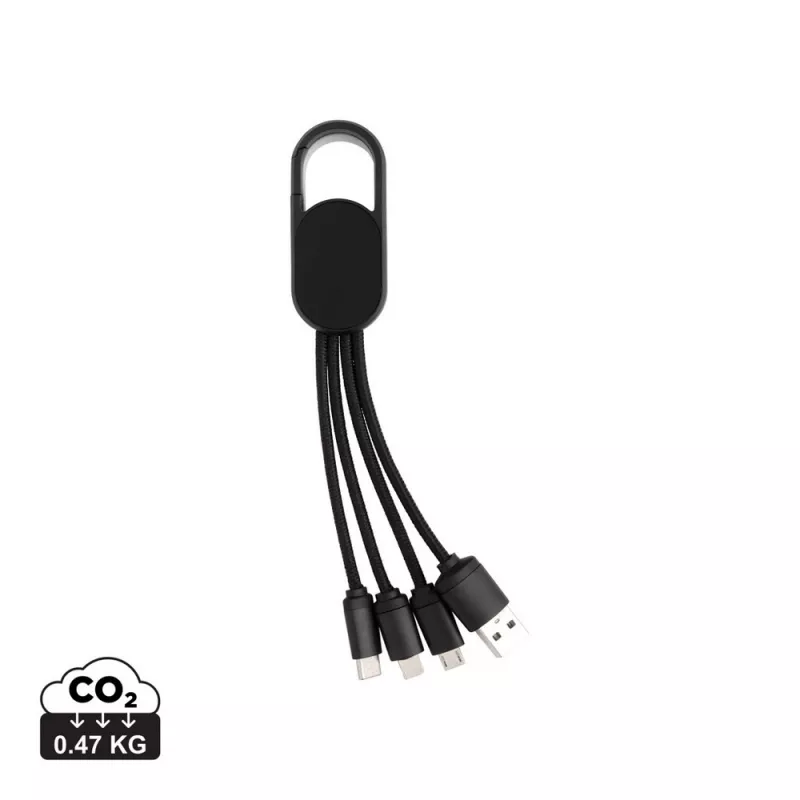 Kabel do ładowania 4 w 1 z karabińczykiem - czarny (P302.071)