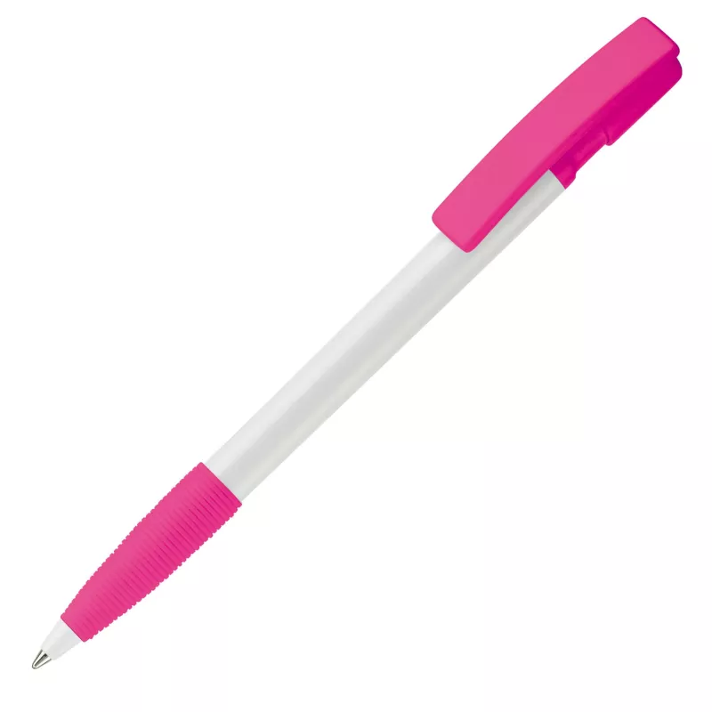 Długopis plastikowy Nash Grip - biało / różowy (LT80801-N0176)