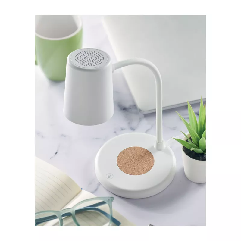 Lampka z ładowarką indukcyjną 15W i głośnikiem SPOT - Bialy (MO2124-06)