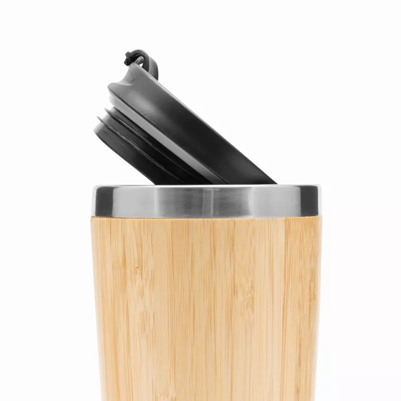 Podróżny kubek termiczny TAKE BAMBOO - brązowy, czarny, srebrny (56-0304574)