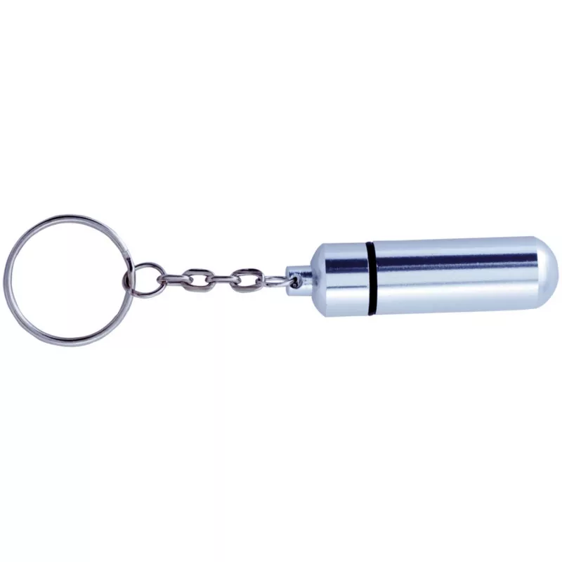 Brelok do kluczy z pojemnikiem na tabletki - srebrny (V4916-32)