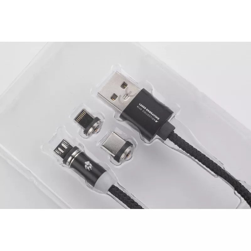Kabel USB 3 w 1 MAGNETIC - czarny (09118-02)