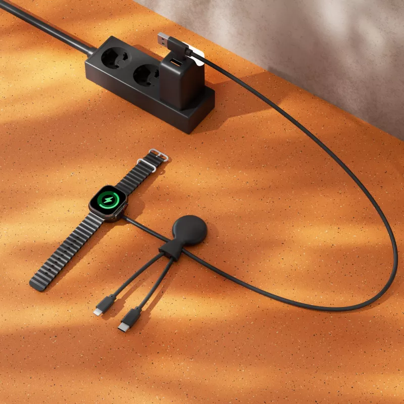 Xoopar Mr. Bio Long, wielofunkcyjny kabel do Apple i Samsung Watch,1 metr - czarny (LT41031-N0002)