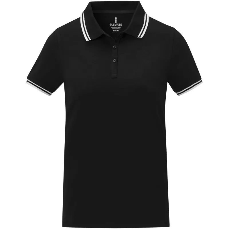 Damska koszulka polo Amarago z kontrastowymi paskami i krótkim rękawem - Czarny (38109-BLACK)