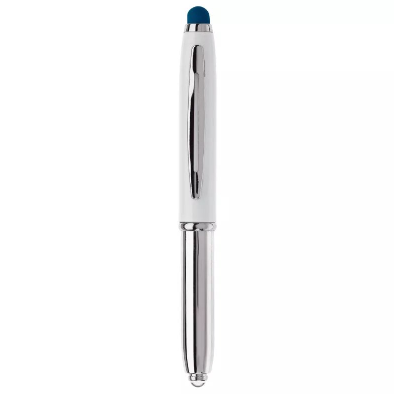 Długopis Stylus Shine z touch penem i z latarką - biało / ciemnoniebieski (LT87794-N0110)