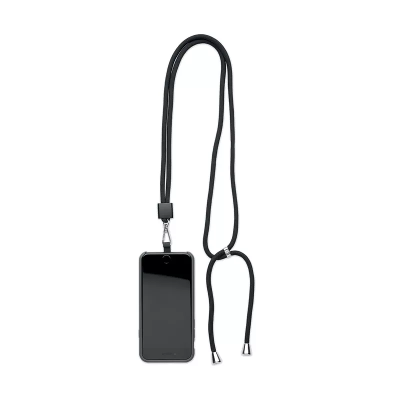 Smycz do telefonu z RPET z uchwytem NONETTE - Czarny (MO6925-03)