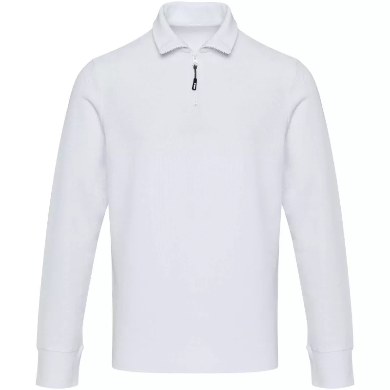 Zeus koszulka polo z zamkiem do połowy i długimi rękawami, uniseks - Biały (39551-WHITE)