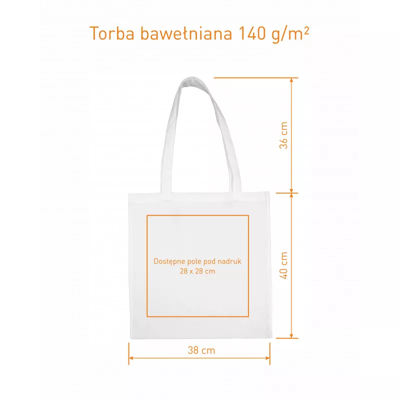 Torba bawełniana 140 g/m², 38 x 40 cm, płaska, biała - biały (TORBA-06-BIALA)