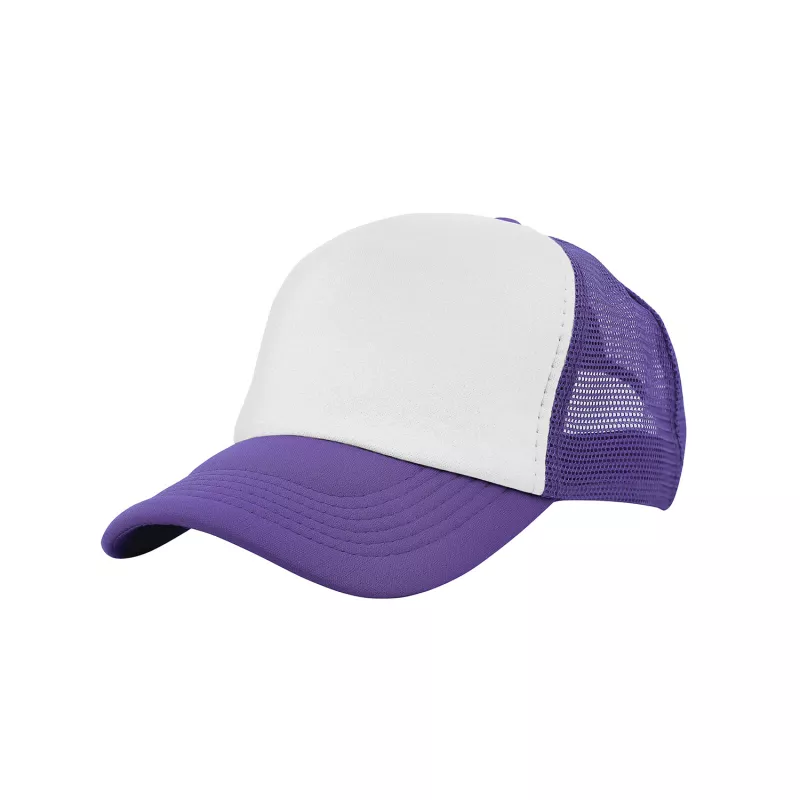 Czapka z daszkiem typu trucker z poliestru 120 g/m² #3803 - Biało-fioletowy (HW-3803-WHITE/PURPLE)