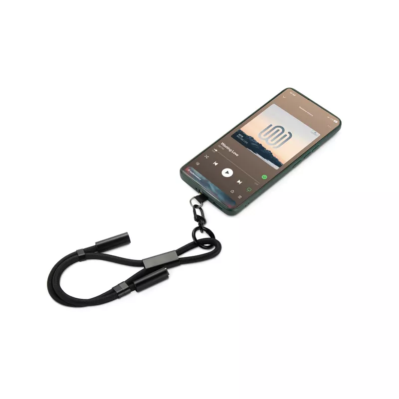 Smycz do telefonu z funkcją ładowania CHARD MINI 60W - czarny (09188-02)