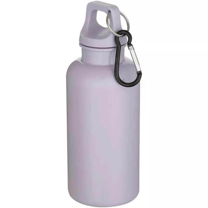 Oregon butelka na wodę o pojemności 400 ml z w jednolitym kolorze z karabińczykiem, wykonana z tworzyw sztucznych pochodzących z recyklingu z certyfikatem RCS  - Liljowy (10086335)