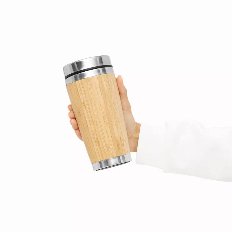 Kubek termiczny BAMBOO DRINK - brązowy, srebrny (56-0304571)