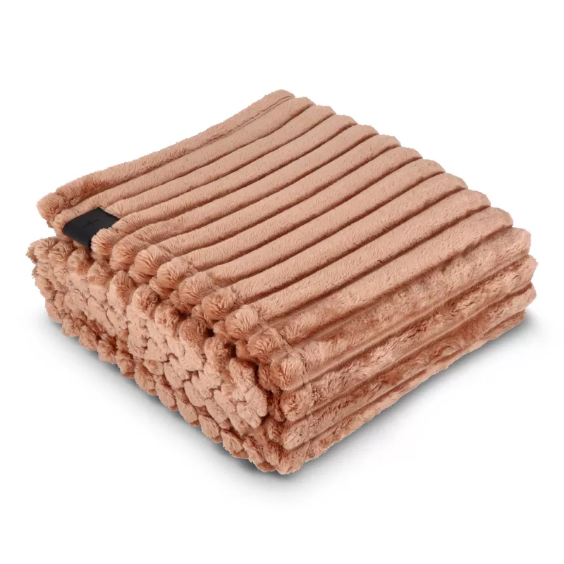 Koc polarowy Sagaform Esther z recyklingu 130 x 170 cm - jasnobrązowy (LT52401-N0052)