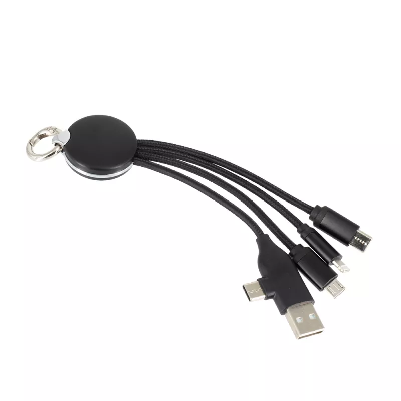 Kabel z podświetlanym logo 4w1, RXD-368 - czarny (EG059903)