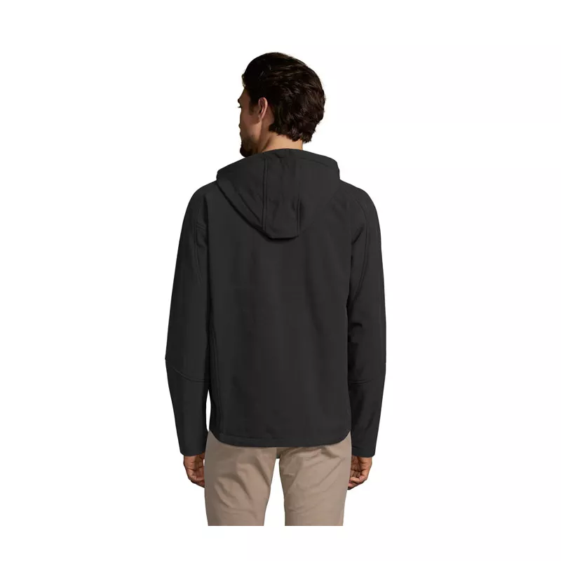 Softshell męski z kapturem 340 g/m² Sol's REPLAY MEN - Czarny (S46602-BK)