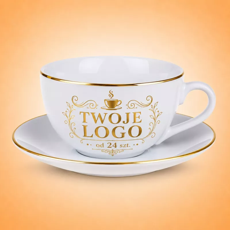 Filiżanka porcelanowa ze spodkiem Ole (200 ml) - biały (C/216/200ml-BIAŁY)