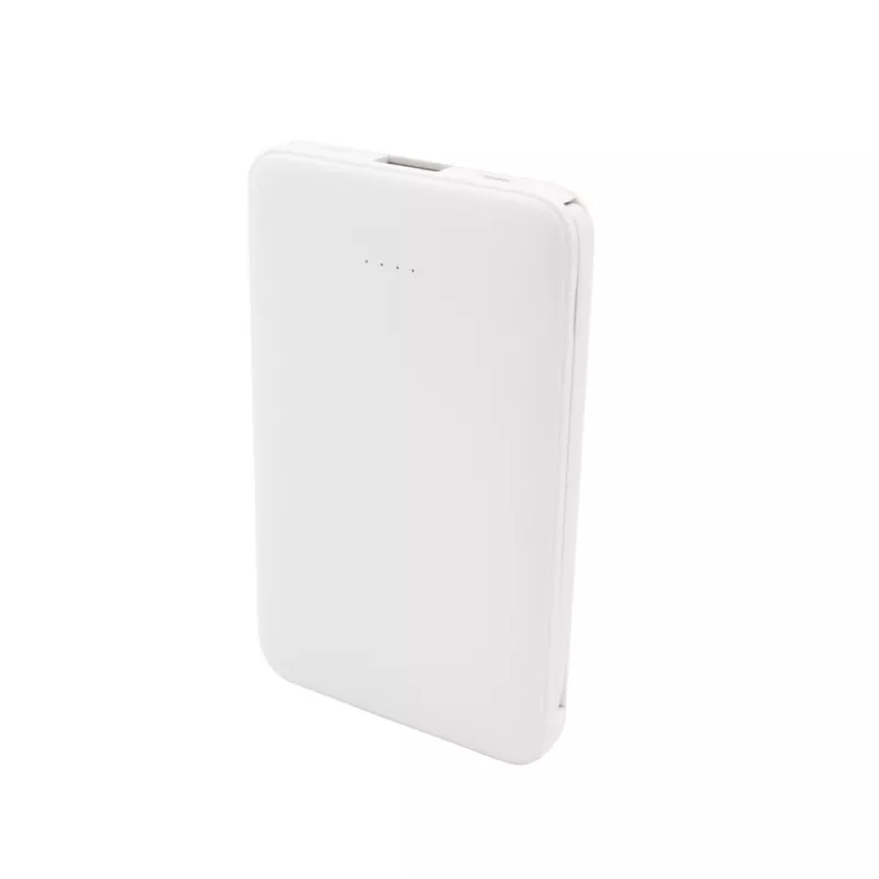 Power bank 5000 mAh ze zintegrowanymi kablami, adapter w komplecie | Presley - biały (V0905-02)