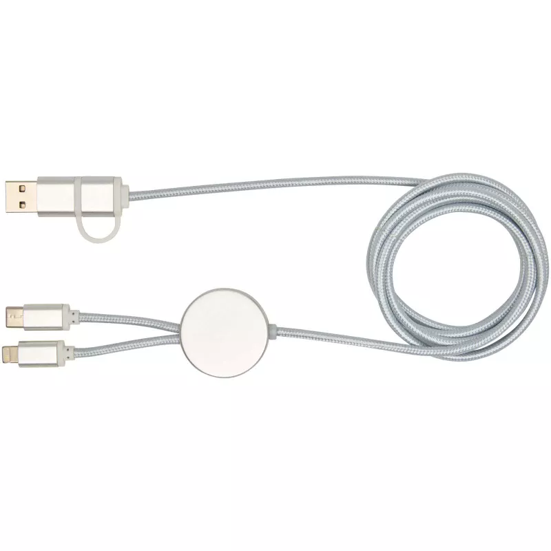 Alasia kabel do synchronizacji danych i szybkiego ładowania 5 w 1 27 W o długości 150 cm z tworzyw sztucznych i aluminium pochodzących z recyklingu - Srebrny (12442581)