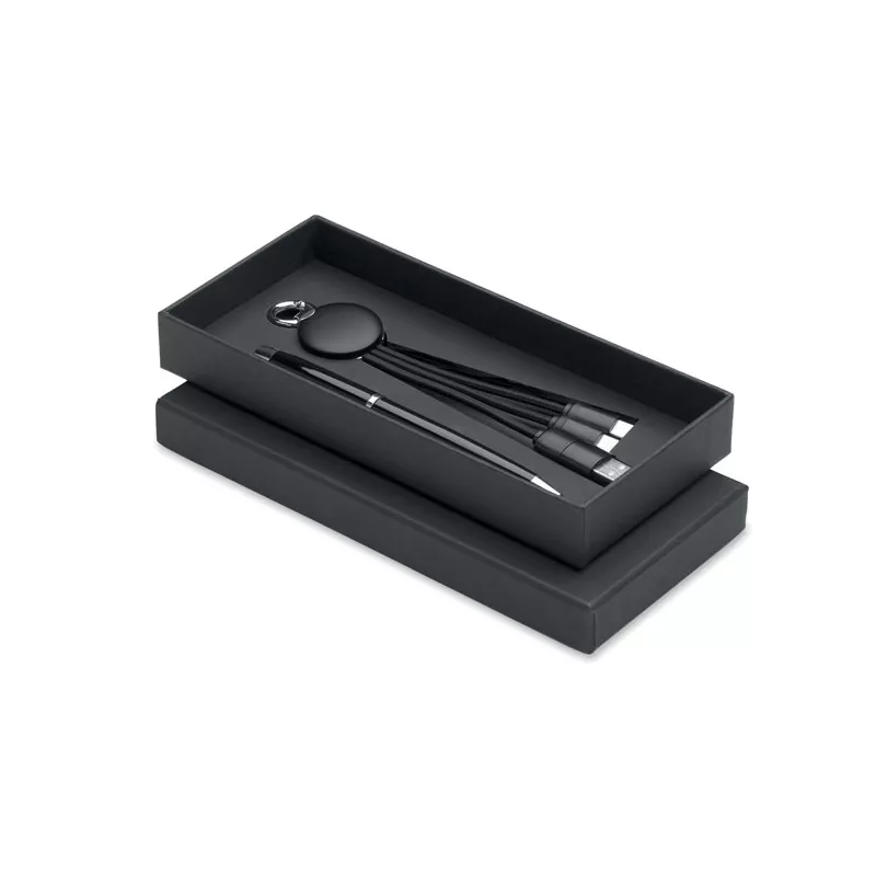 Zestaw długopis i brelok z kablem USB INTWOS - Czarny (MO3152-03)
