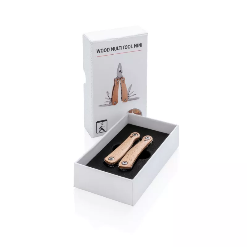 Mini narzędzie wielofunkcyjne, 12 el. - brązowy (P221.379)