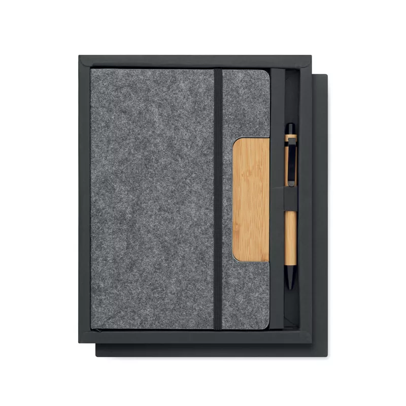 Notes A5 80 kartek w linię z długopisem NOTEMIX - Kamienny Szary (MO2390-15)
