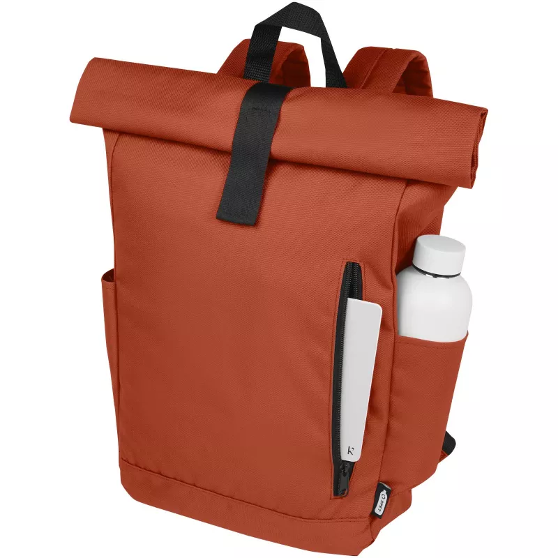 Byron plecak na laptopa 15,6 cala z tworzywa RPET z certyfikatem GRS z zawijanym zamknięciem, 18 l - Brick (12065932)