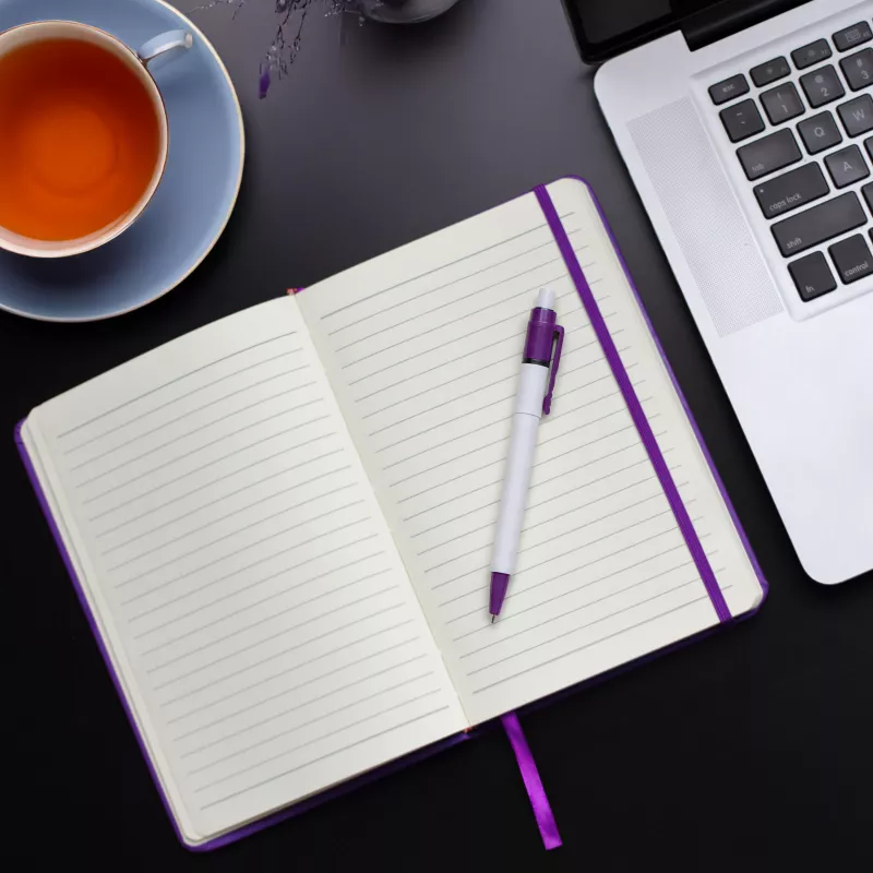 Notatnik A5 okładka z tworzywa PU z kartkami w linie - czarny (LT92066-N0002)