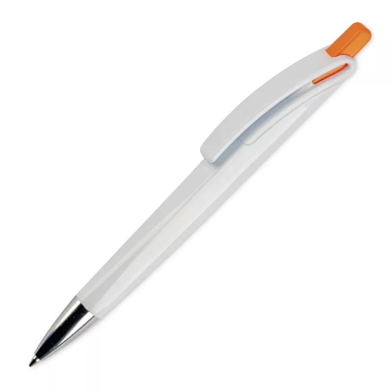 Długopis RIva w mocnym kolorze - biało / pomarańczowy (LT80835-N0126)