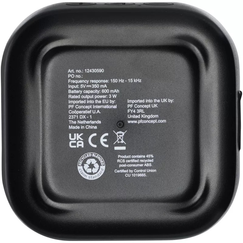 Stark głośnik Bluetooth® 2.0 o mocy 3 W z tworzyw sztucznych pochodzących z recyklingu z certyfikatem RCS - Czarny (12430590)
