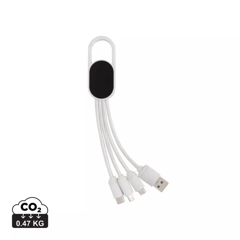 Kabel do ładowania 4 w 1 z karabińczykiem - biały (P302.073)