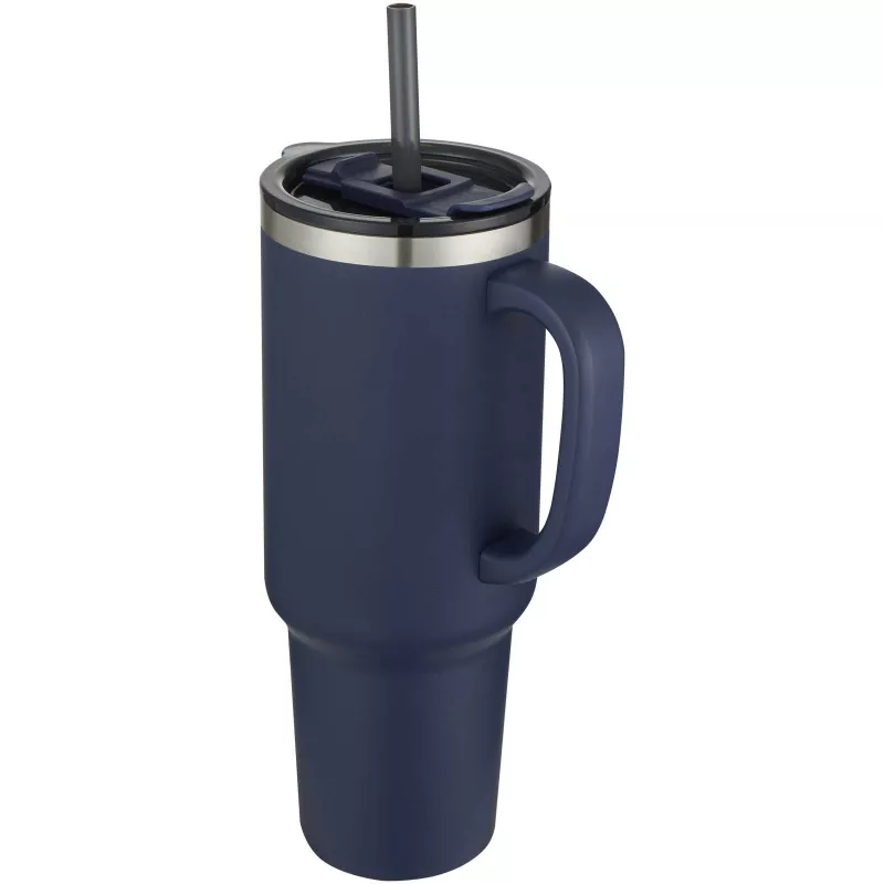 Sydney miedziany kubek próżniowy z podwójnymi ściankami, ze słomką, z certyfikatem RCS 1200 ml - Granatowy (10080255)