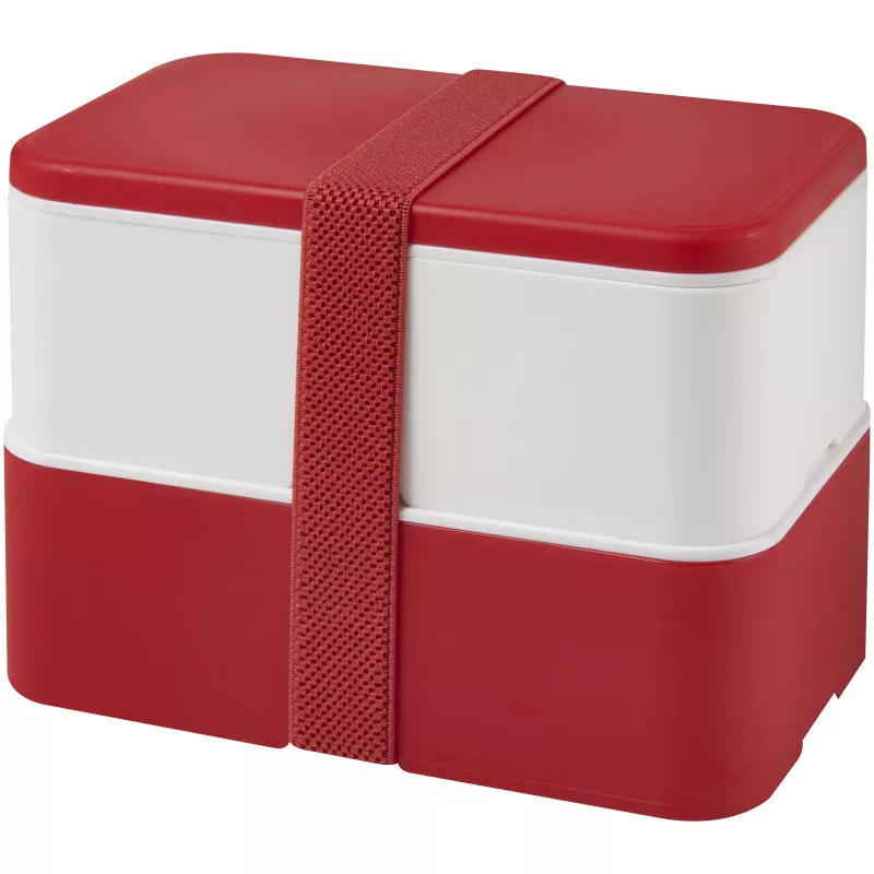 Dwupoziomowe pudełko na lunch 2 x 700 m MIYO - Biały-Czerwony (21047002)