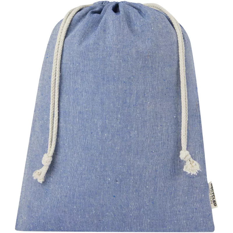 Pheebs torba na prezent z bawełny z recyklingu o gramaturze 150 g/m² i z certyfikatem GRS, duża o pojemności 4 l - Niebieski melanż (12067250)