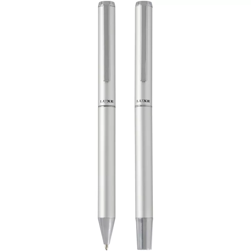 Lucetto zestaw upominkowy obejmujący długopis kulkowy z aluminium z recyklingu i pióro kulkowe - Srebrny (10783881)