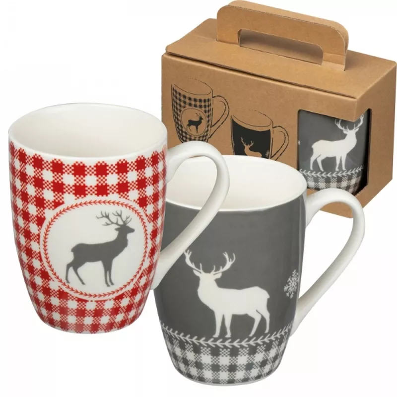 Zestaw 2 świątecznych kubków porcelanowych 300 ml ARMIN - wielokolorowy (82536mc)