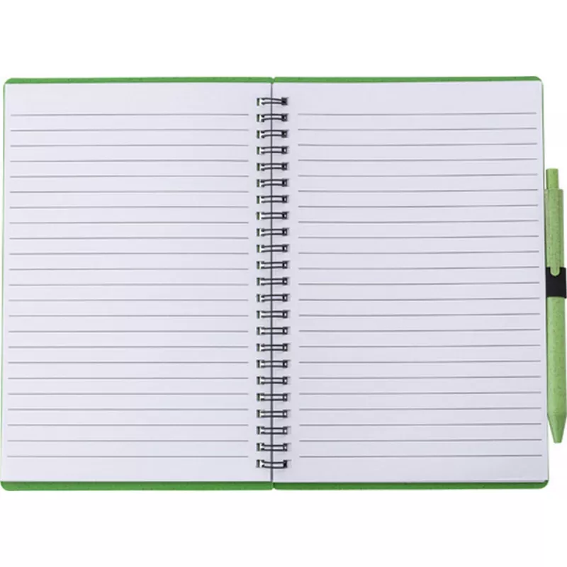 Notatnik ok. A5 ze słomy pszenicznej z długopisem - zielony (V0238-06)