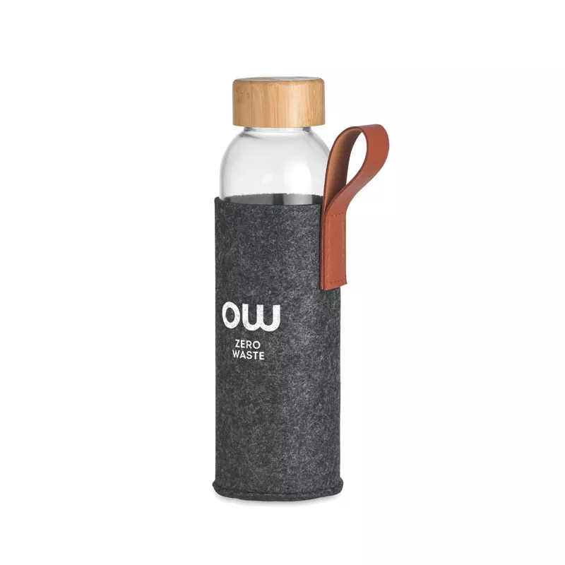 Butelka szklana 500 ml w filcowym etui RPET THAI - Kamienny Szary (MO6800-15)