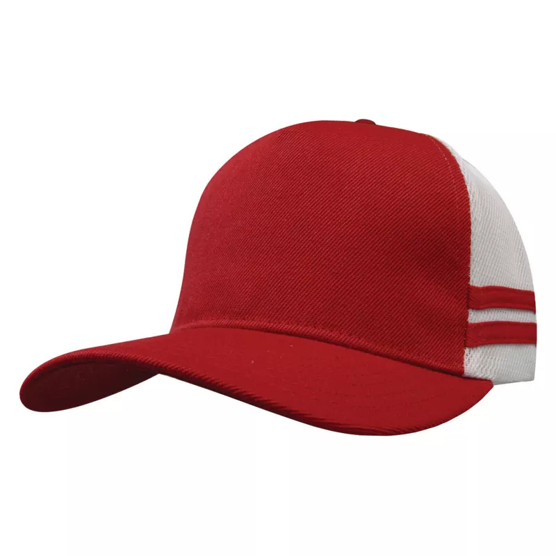 Czapka z daszkiem 5-panelowa typu trucker 250 g/m² #3995 - Czerwono-biało-czerwony (HW-3995-RED/WHITE/RED)