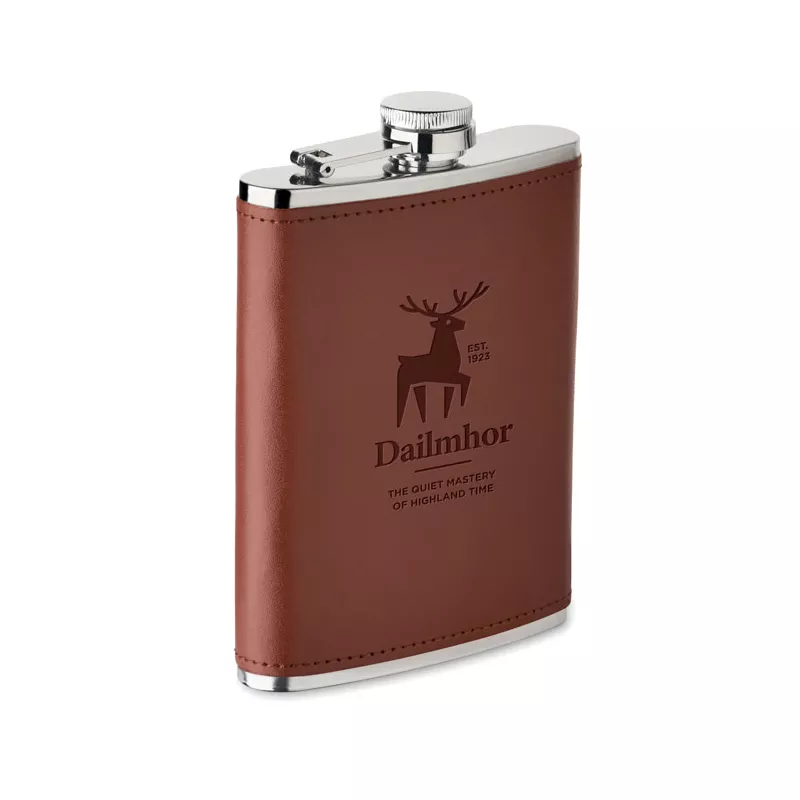 Piersiówka stalowa 200 ml w etui SLIMMY - Brazowy (MO2629-01)